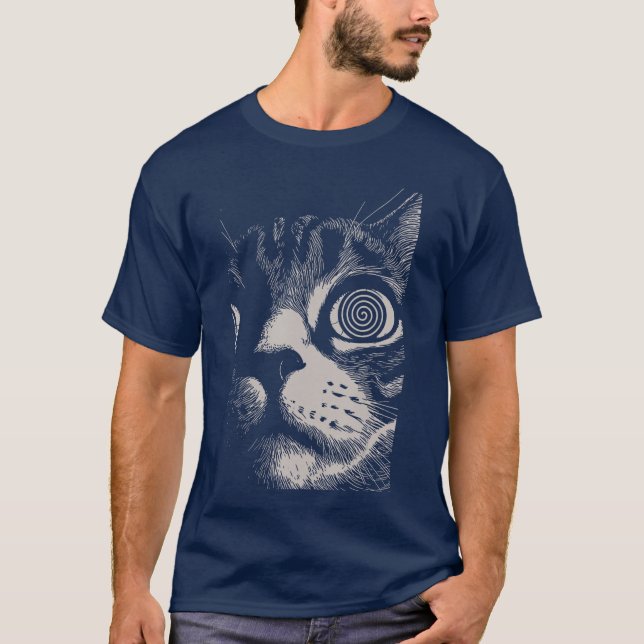 T-shirt Psychedelic Cat Gothic Art Funny Cat Gifts For Men (Devant)