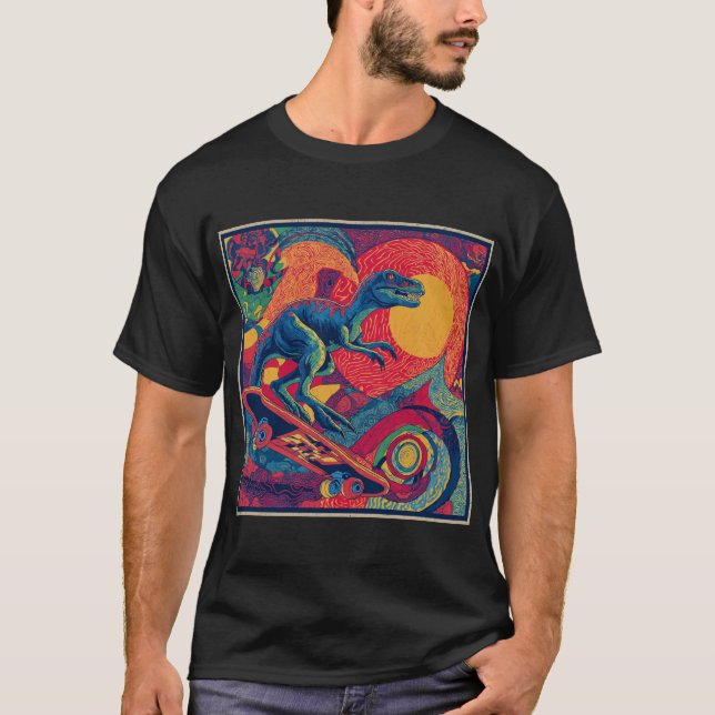 T-shirt Psychedelic Raptor Skater (Devant)