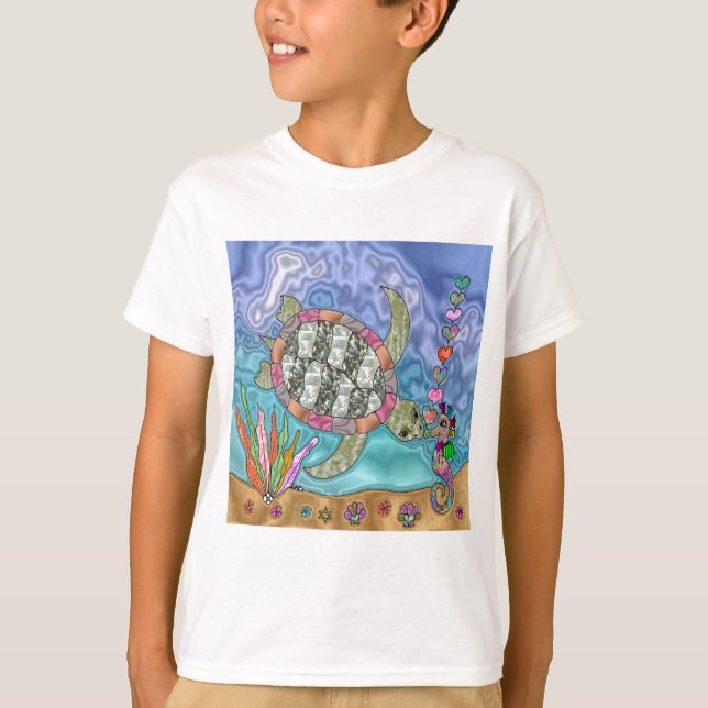 T-shirt Psychédélic Sea Turtle Seahorse (Devant)