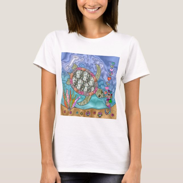 T-shirt Psychédélic Sea Turtle Seahorse (Devant)