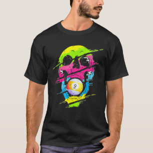T-shirt Psychédélique Crâne Billiards Cadeau Coloré T Chem