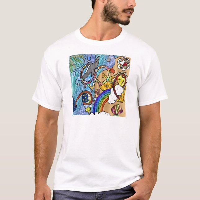 T-shirt Psychédélique des années 60 rétro à la plage Vêtem (Devant)