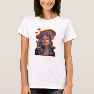 T-Shirt Psychedelique Fille aux Champignons de Lun