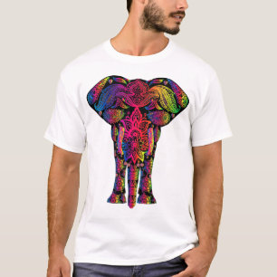 T-shirt psychédélique indou coloré d'éléphant de