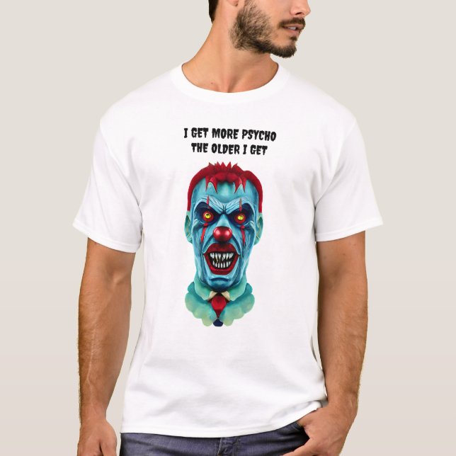 T-shirt Psycho Déplaisant Tueur Zombie Clown Horreur Art (Devant)