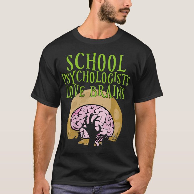 T-shirt Psychologues de l'école Aimer Cerveaux Halloween E (Devant)