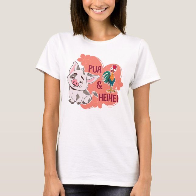 T-shirt Pua & Heihei Nom floral Graphique (Devant)
