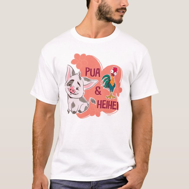 T-shirt Pua & Heihei Nom floral Graphique (Devant)