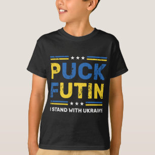 T-shirt Puck Foutine est avec le soutien du drapeau ukrain