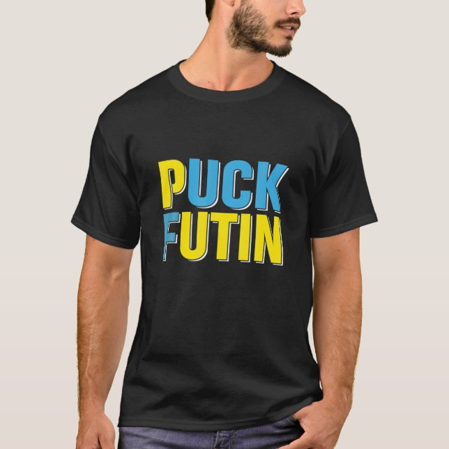 T-shirt Puck Foutine Mème Je Suis Aux Côtés De L'Ukraine A (Devant)