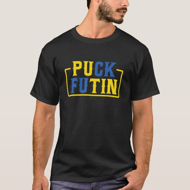 T-shirt Puck Foutine soutient l'Ukraine Tee Puck Foutine (Devant)