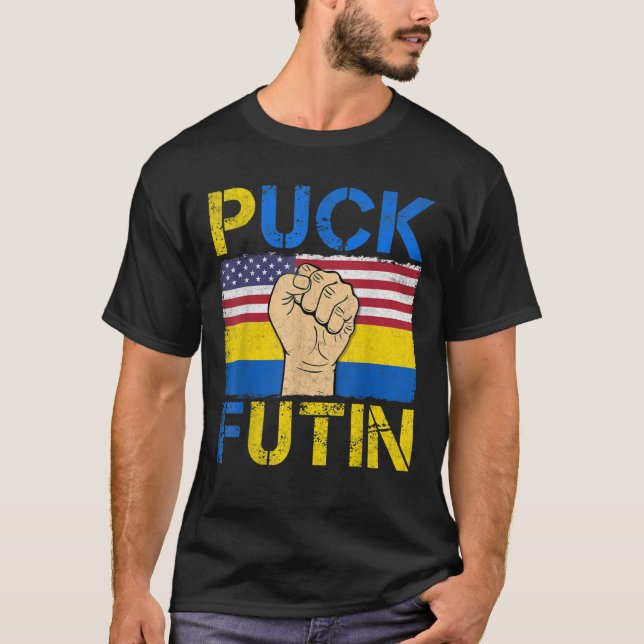 T-shirt Puck Futin meme TShirt, Anti-Russie, Ukraine libre (Devant)