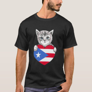 T-shirt Puerto Rico Mignon Chat Boricua Drapeau Cœur Porto