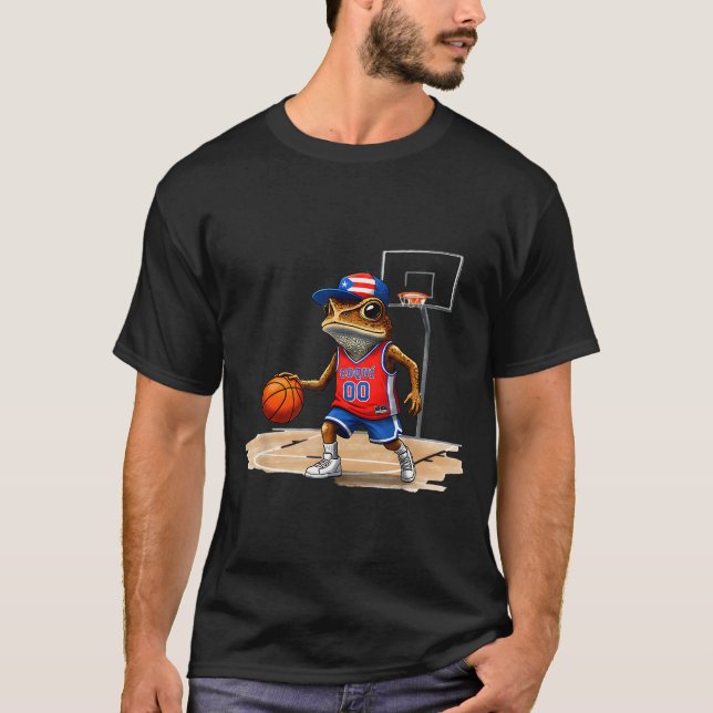 T-shirt Puerto Rico Patriotic Flag Boricua Fun Basketball  (Devant)