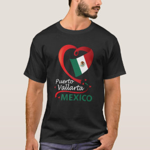 T-shirt Puerto Vallarta Jalisco Mexique Drapeau cardiaque 