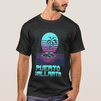 T-shirt Puerto Vallarta Mexico Vintage 80s Sunset Palm Tre