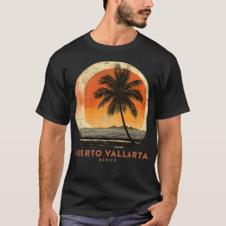 T-shirt Puerto Vallarta Mexique Palm Trees Plage Souvenir 