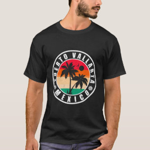T-shirt Puerto Vallarta Palm Tree Retro 80s Playa mexicain