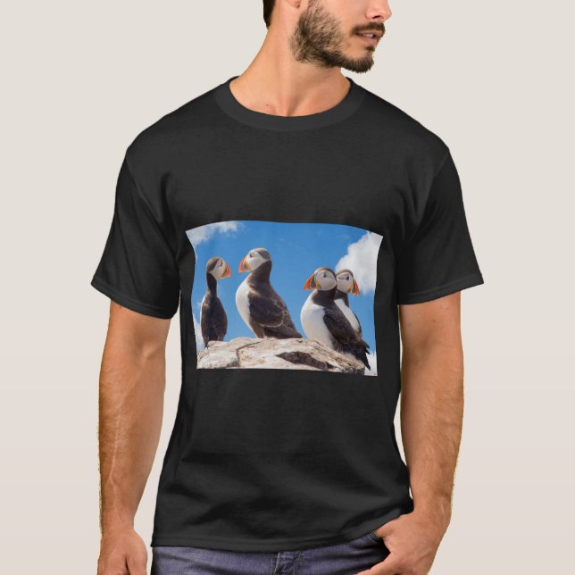 T-shirt Puffins Oiseaux Perché Nature (Devant)