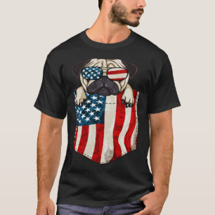 T-shirt Pug Dans La Poche Chien 4 Juillet Hommes Femmes En