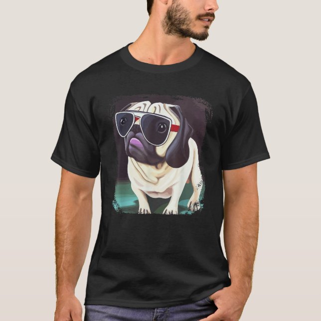 T-shirt Pug Dog Mom Dad Cute &   Pug   Graphic Pug (Devant)