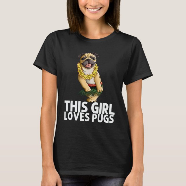 T-shirt Pug For Girls Kids Hula Dancer Aloha Pug  1 (Devant)