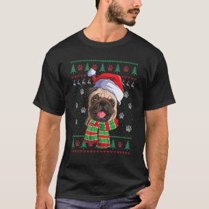 T-shirt Pug Lumières de Noël Chapeau de Père Noël Chien Sw