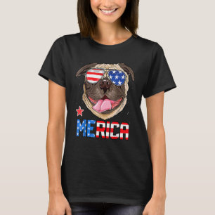 T-shirt Pug Merica 4 Juillet Hommes Enfants Garçons Fille