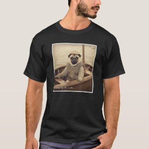 T-shirt Pug mignon pêcheur sur un bateau Humour
