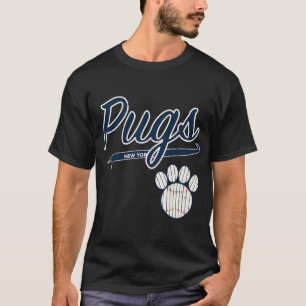 T-shirt Pug NEW YORK Script Baseball