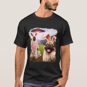 T-shirt Pug selfie drôle et heureux jour de Pâques avec la