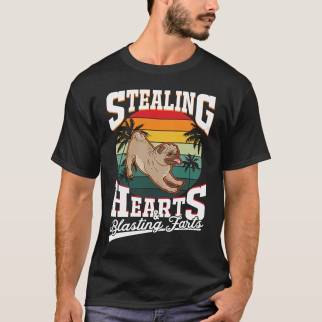 T-shirt Pug Stealing hearts & blasting farts Valentine's D (Devant)