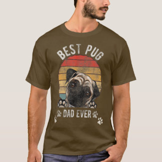 T-shirt Pug Vintage Retro Gifts - Best Pug Dad Ever - Dog