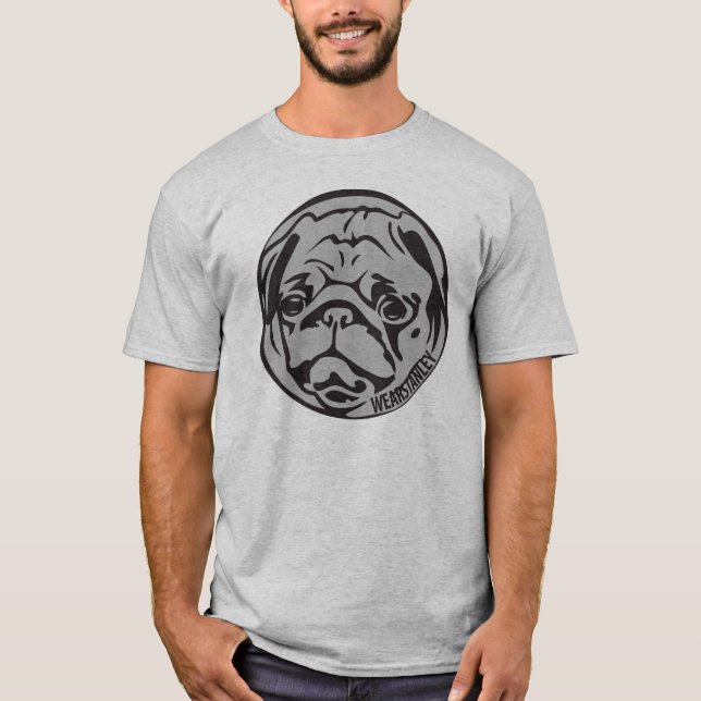 T-shirt pugface argenté et noir (Devant)