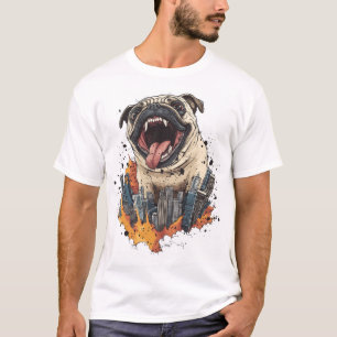 T-shirt Pugzilla Attaque � Drôle de Chien Monstre