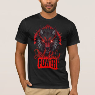 T-shirt Puissance de l'ourlet foncé   Red Wolf Magic Art