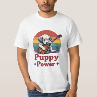 T-shirt Puissance musicale - Chien mignon avec guitare