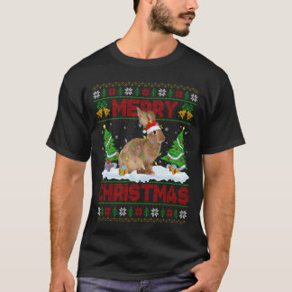 T-shirt Pull de Noël moche lapin bunny drôle avec lumières