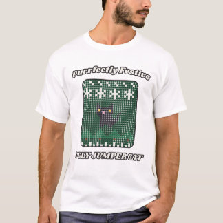 T-shirt Pull noir de chat parfaitement festif pour Noël