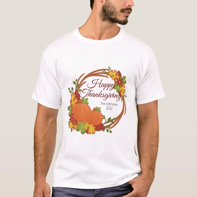 T-shirt Pumpkin and Flower Thanksgiving Wreath (Devant)
