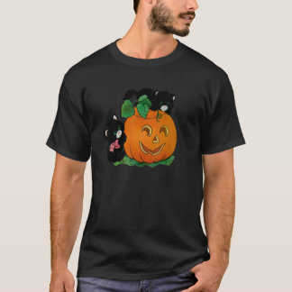 T-shirt Pumpkin Cats Carved Jack O Lantern Cat Halloween C