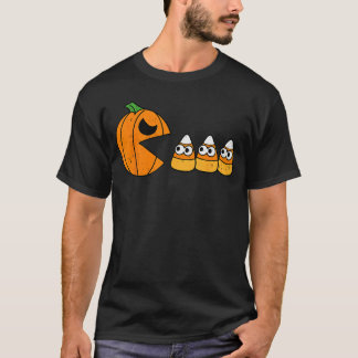 T-shirt Pumpkin Eating Candy Gamer Halloween Gaming Game B