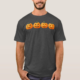 T-shirt Pumpkin Face Jack O' Lantern Halloween Fall Thanks