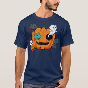 T-shirt Pumpkin Monster Cats Lazy Halloween Costume Cute K