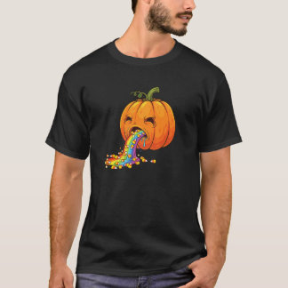 T-shirt Pumpkin Puking Candy Corn Rainbow Spooky Apparel H