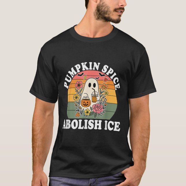 T-shirt Pumpkin Sce Abolish Ice Halloween Design  (Devant)