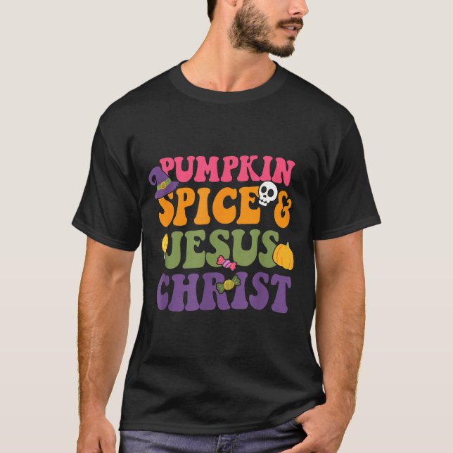 T-shirt Pumpkin Sce &amp; Je-sus Christ Funny Christian Ha (Devant)