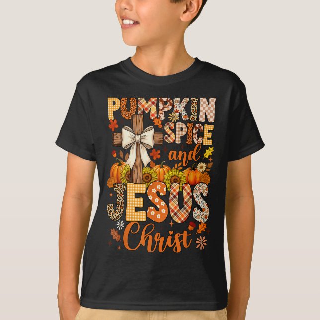 T-shirt Pumpkin Sce And Jesus Christ Funny Fall Christian  (Devant)