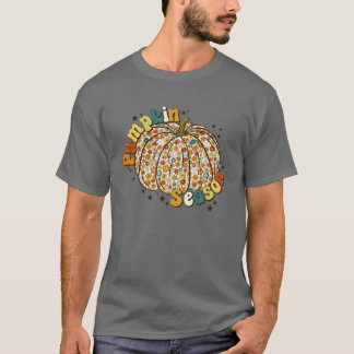 T-shirt Pumpkin Season Floral Fall Spooky Retro Halloween