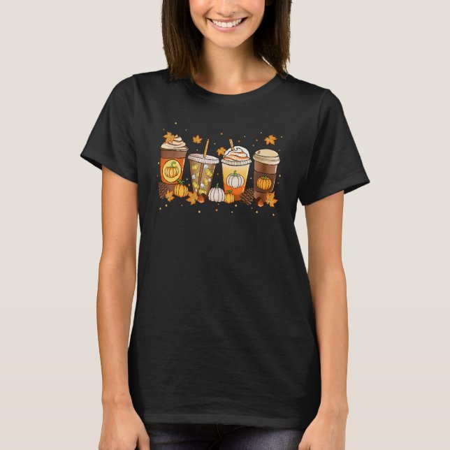 T-shirt Pumpkin Spice Coffee Latte Fall Autumn Season Than (Devant)